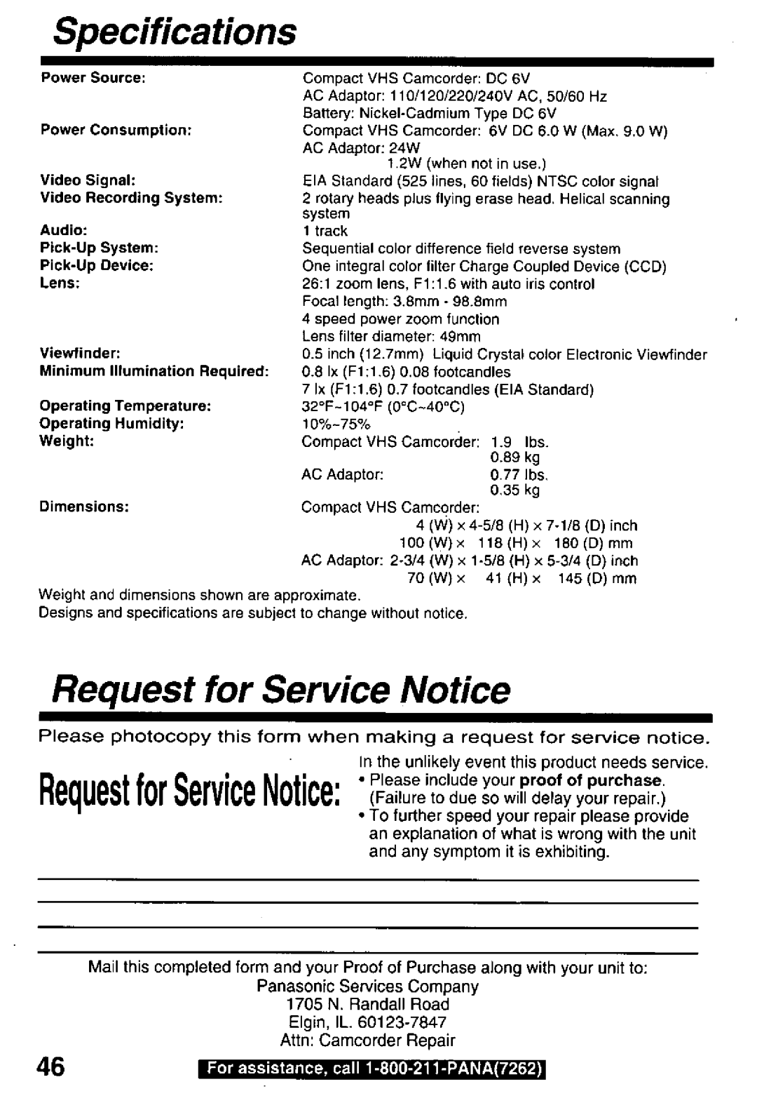 Panasonic PV-D29 manual 