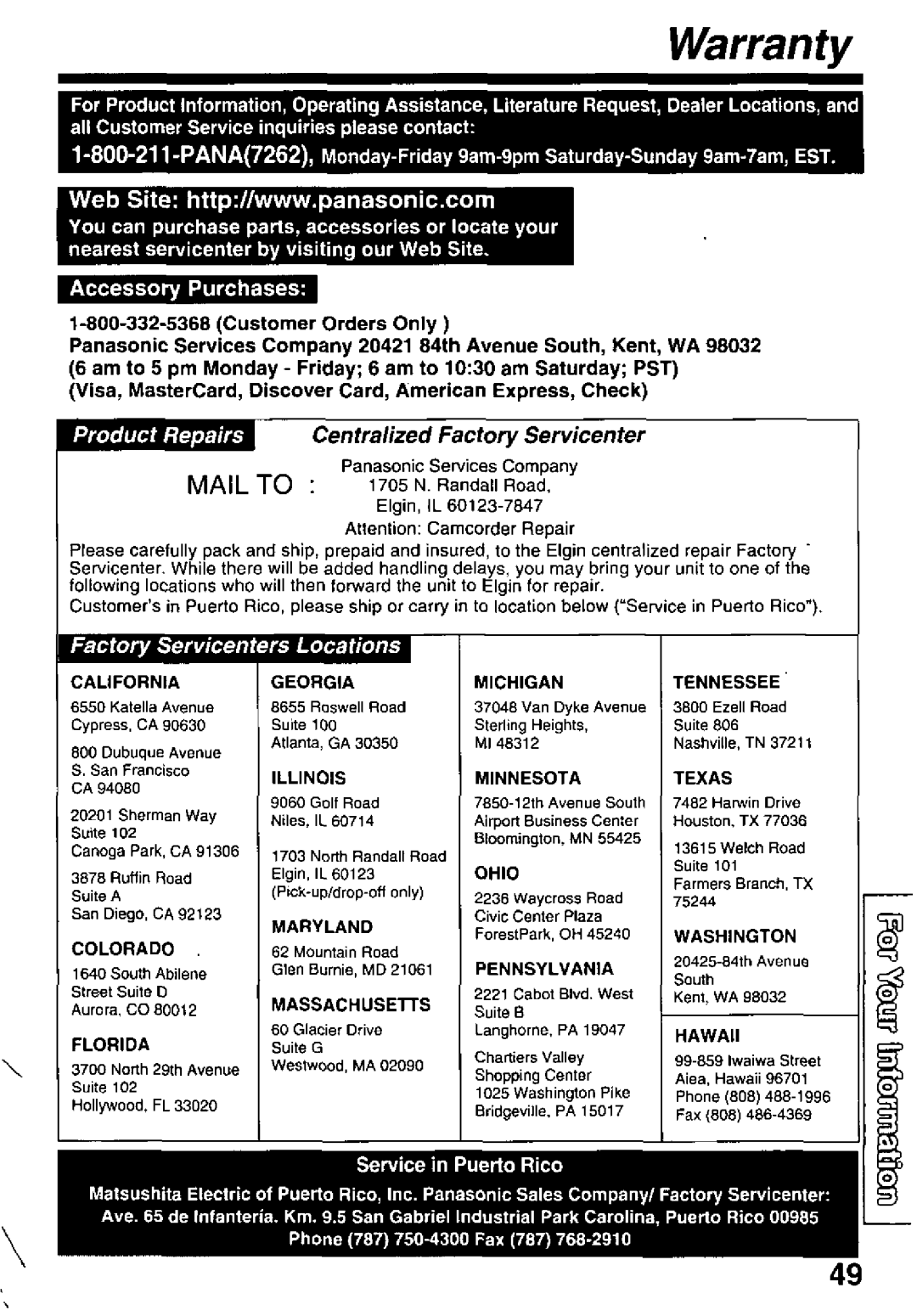 Panasonic PV-D29 manual 