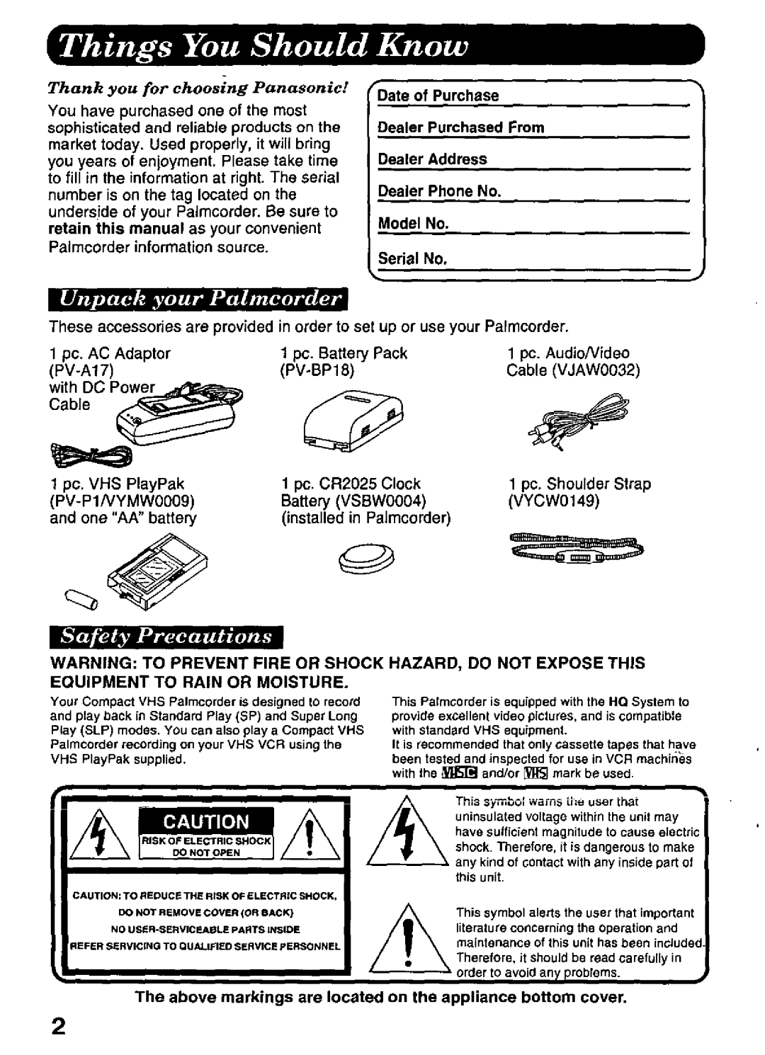 Panasonic PV-D427 manual 