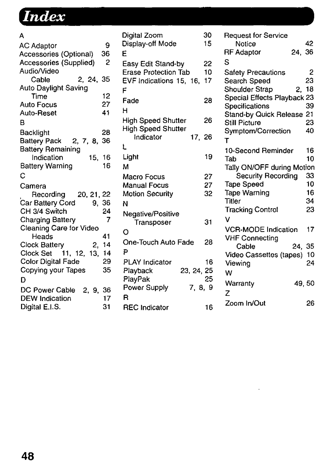 Panasonic PV-D427 manual 