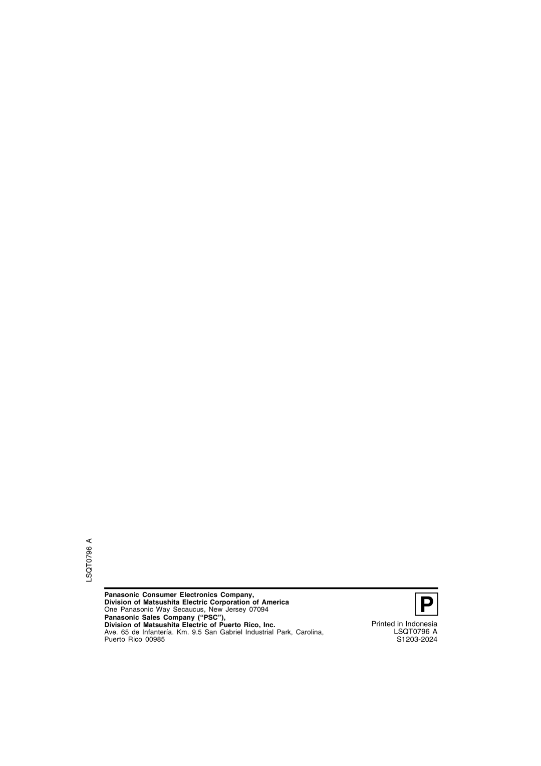 Panasonic PV-D4734S manual LSQT0796 a 