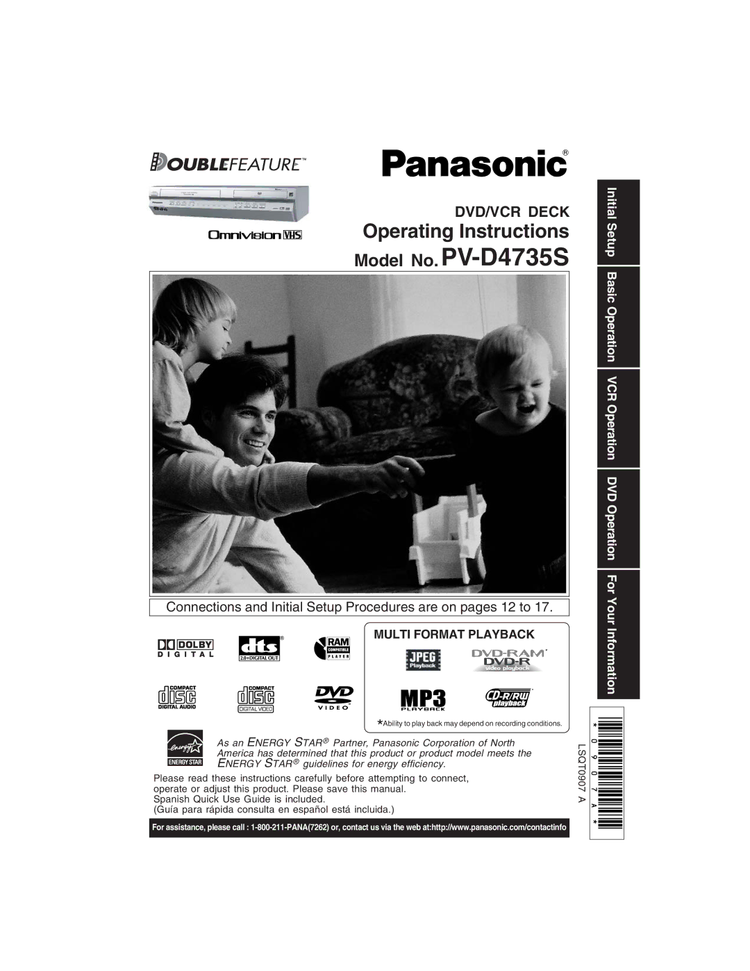 Panasonic PV-D4735S operating instructions Operating Instructions 