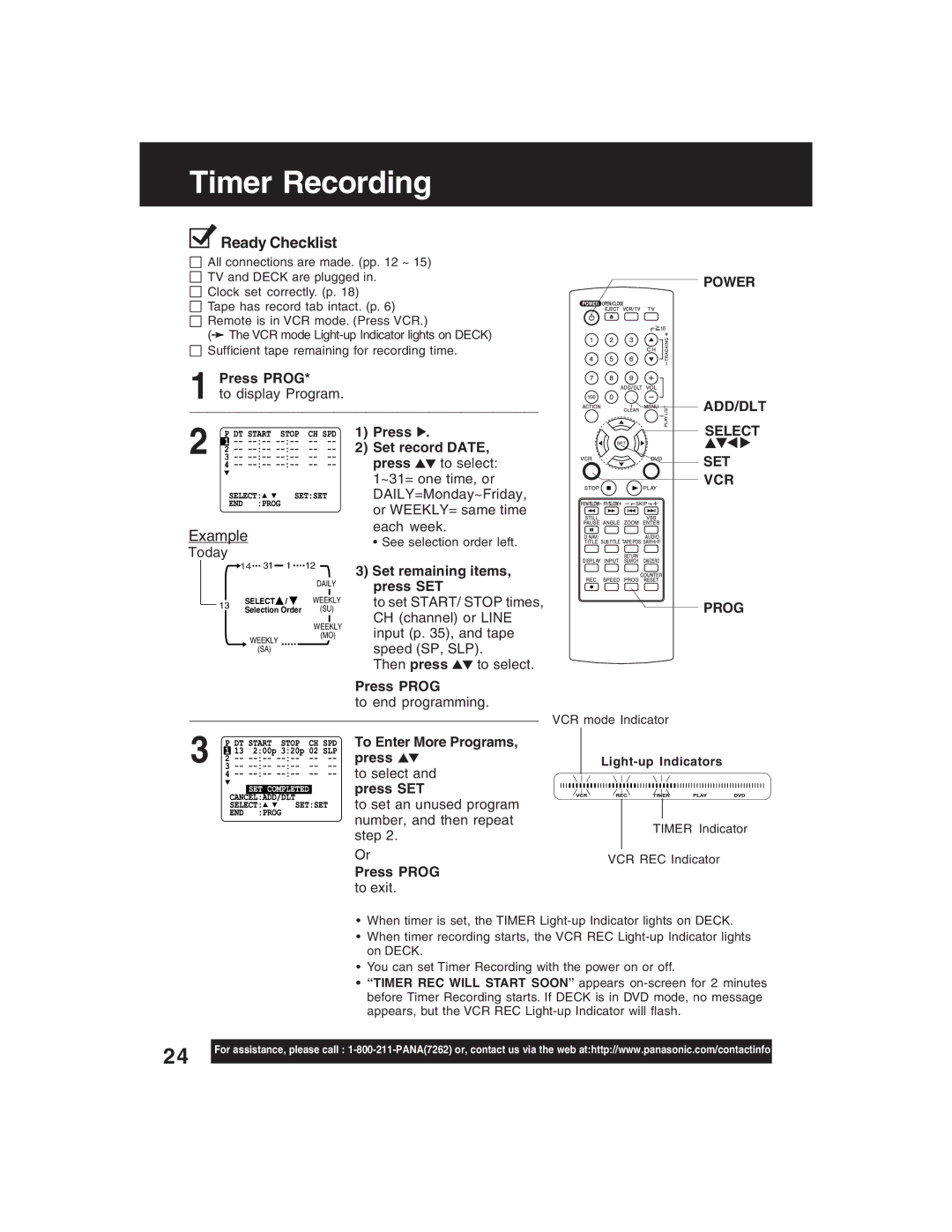 Panasonic PV-D4735S operating instructions Timer Recording 