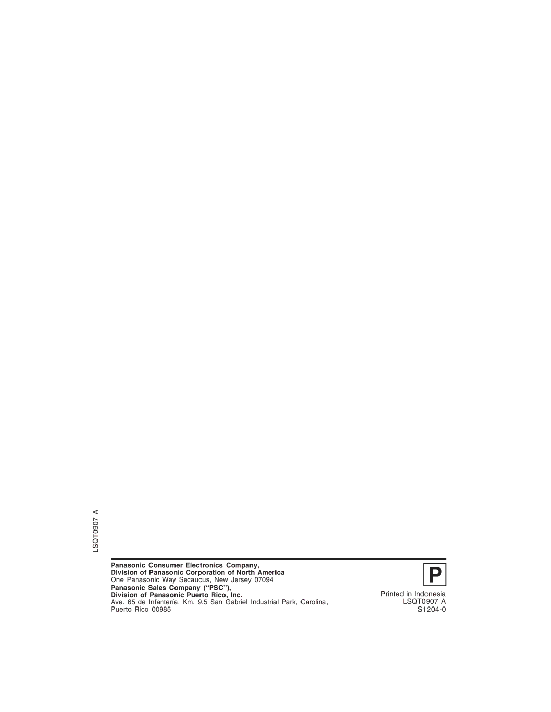 Panasonic PV-D4735S operating instructions LSQT0907 a 