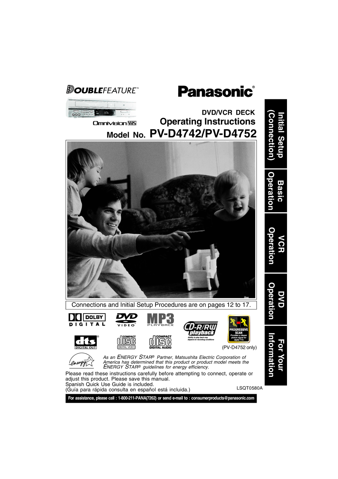 Panasonic PV-D4742 manual Guía para rápida consulta en español está incluida, PV-D4752 only 