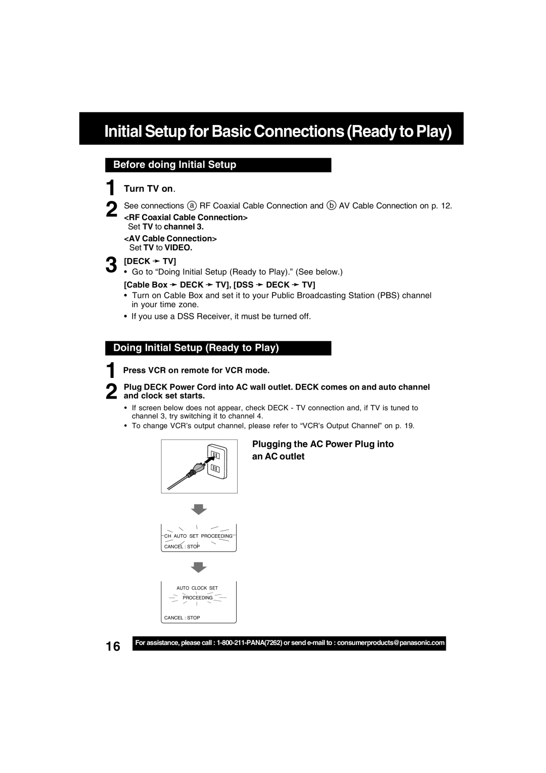 Panasonic PV-D4742, PV-D4752 manual Before doing Initial Setup, Doing Initial Setup Ready to Play, Turn TV on 