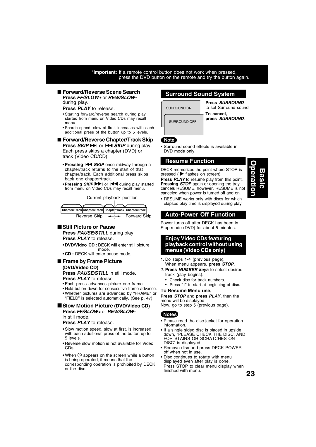 Panasonic PV-D4752, PV-D4742 manual Surround Sound System, Resume Function, Auto-Power Off Function 