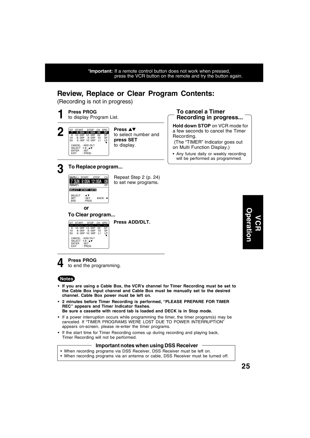 Panasonic PV-D4752, PV-D4742 manual VCR Operation 