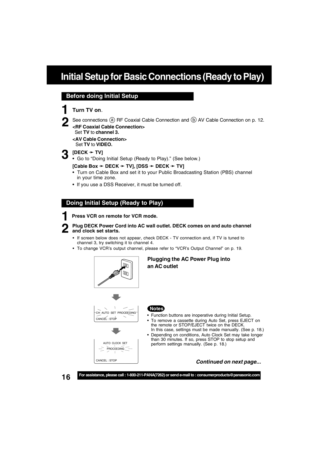 Panasonic PV-D4743S manual Before doing Initial Setup, Doing Initial Setup Ready to Play, Turn TV on 