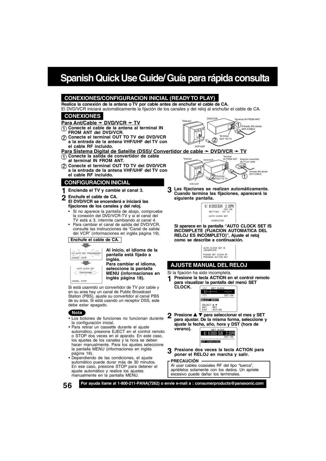 Panasonic PV-D4743S manual Para Ant/Cable DVD/VCR TV 