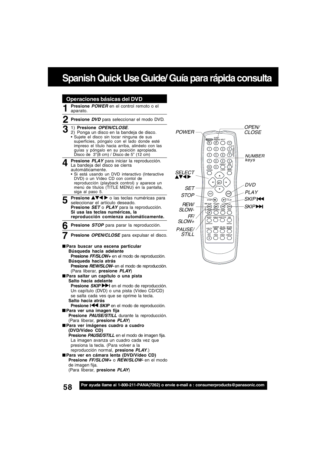 Panasonic PV-D4743S manual Operaciones básicas del DVD 