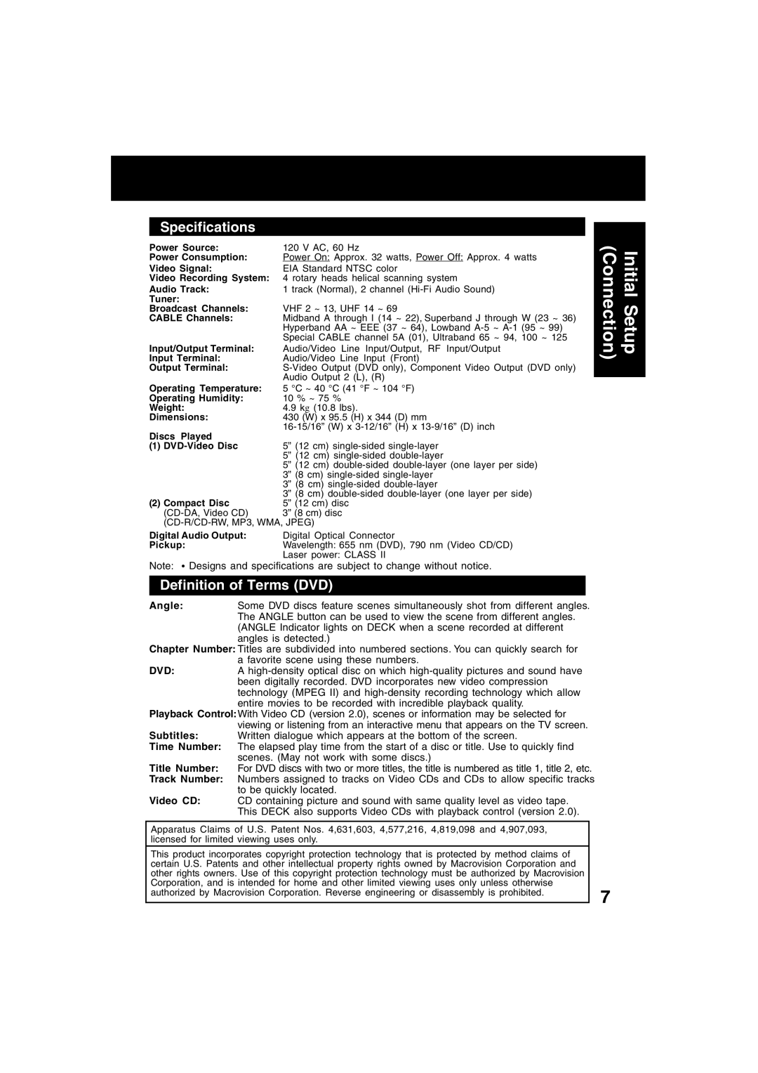 Panasonic PV-D4743S manual Definition of Terms DVD, Cable Channels 