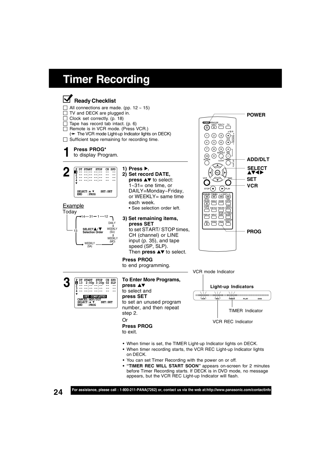 Panasonic PV-D4745S manual Timer Recording 