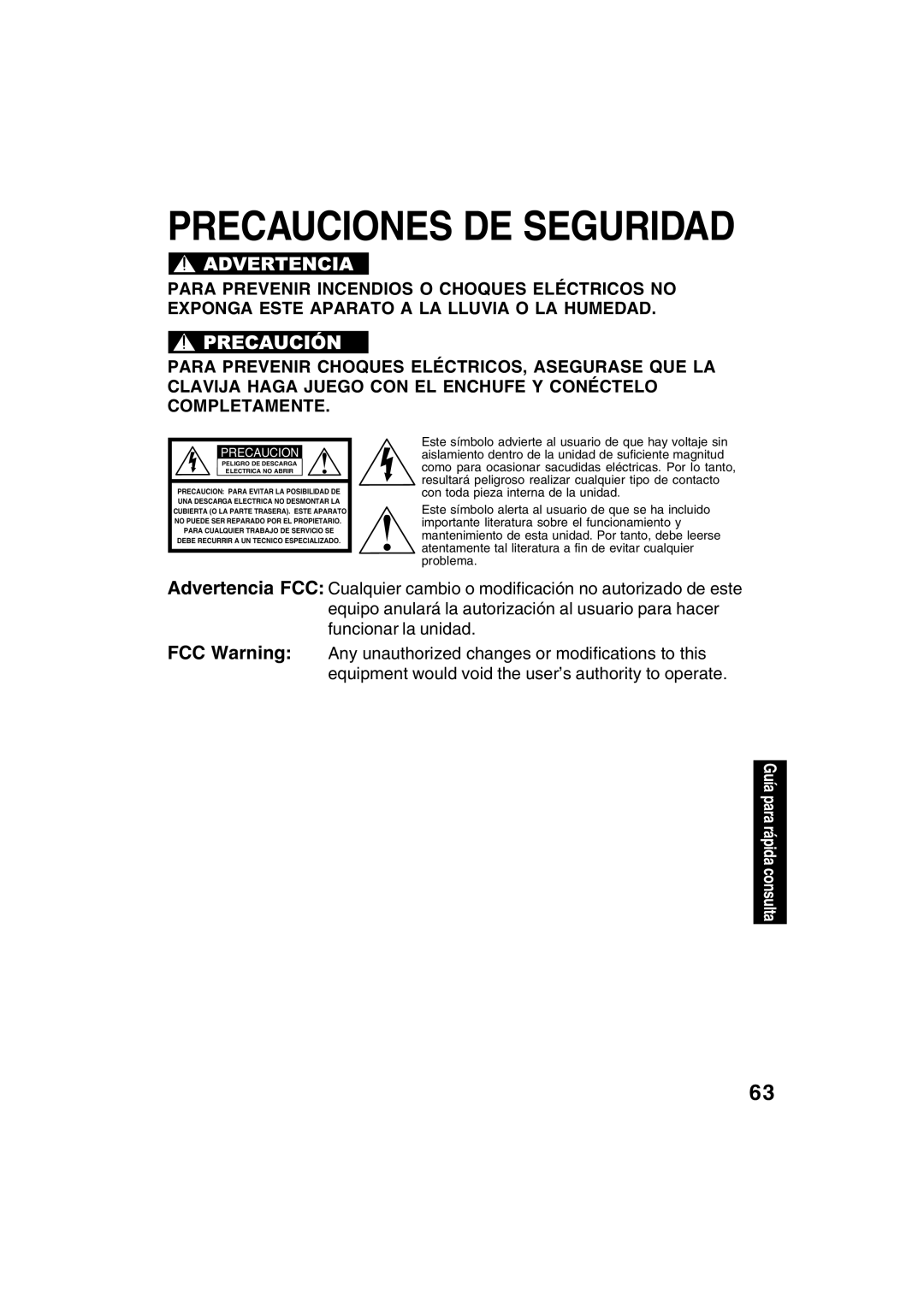 Panasonic PV-D4745S manual Precauciones DE Seguridad 