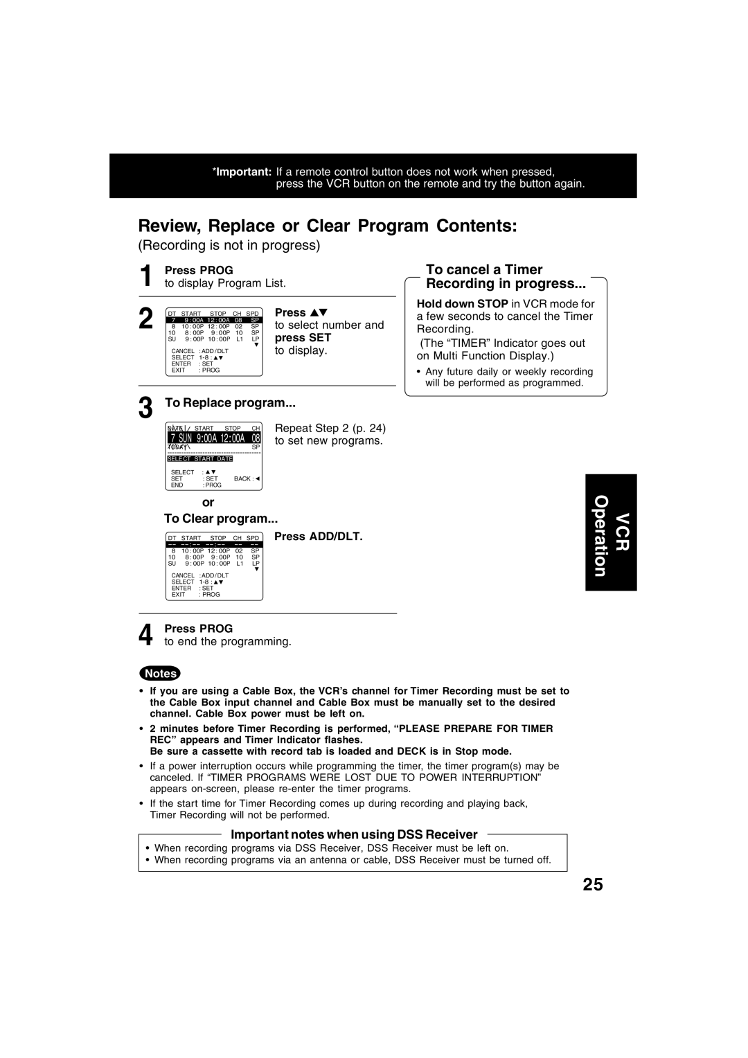 Panasonic PV-D4753S manual VCR Operation 