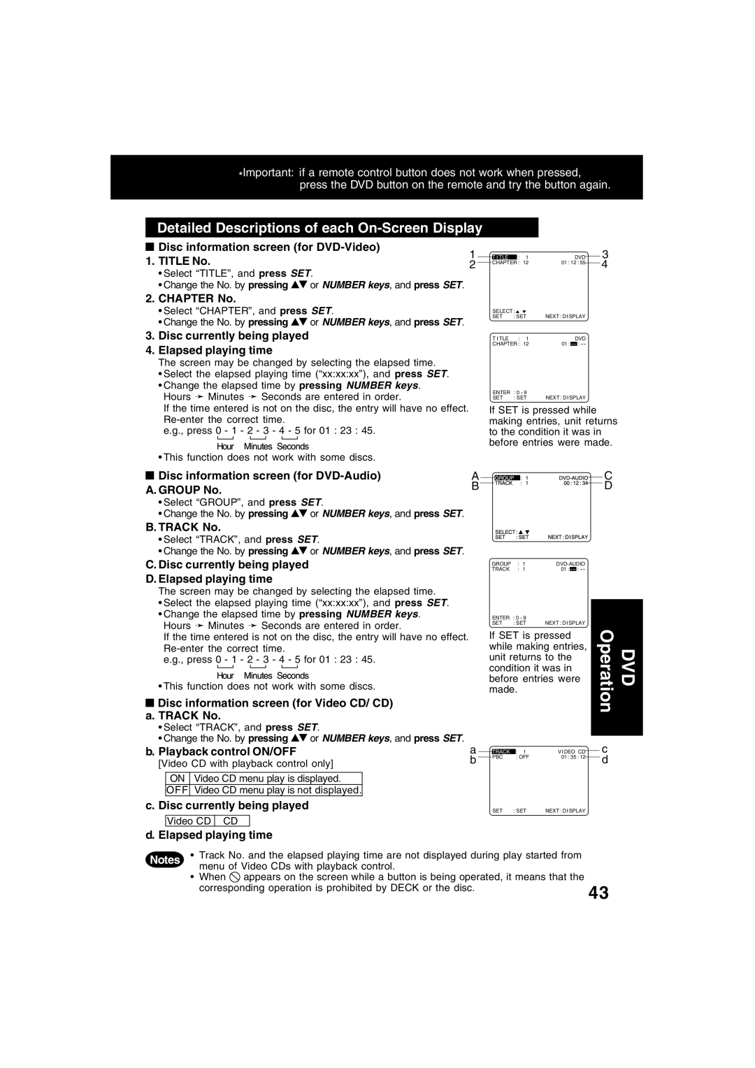 Panasonic PV-D4753S manual Detailed Descriptions of each On-Screen Display 