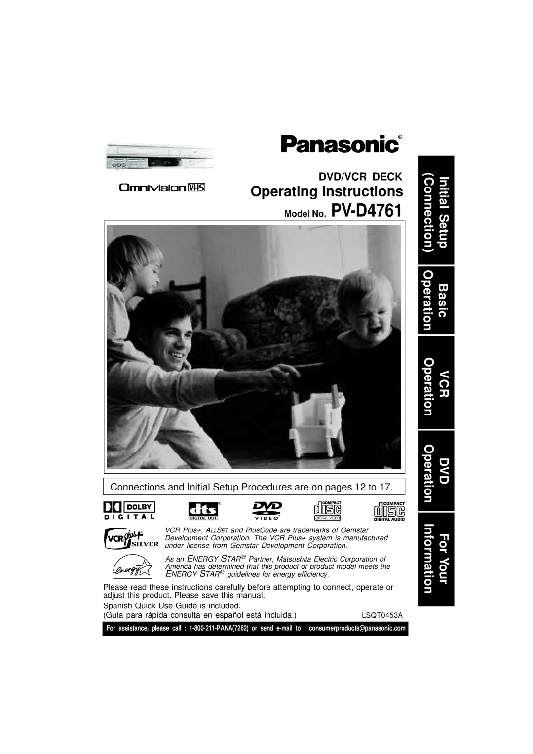 Panasonic operating instructions Operating Instructions, Model No. PV-D4761 