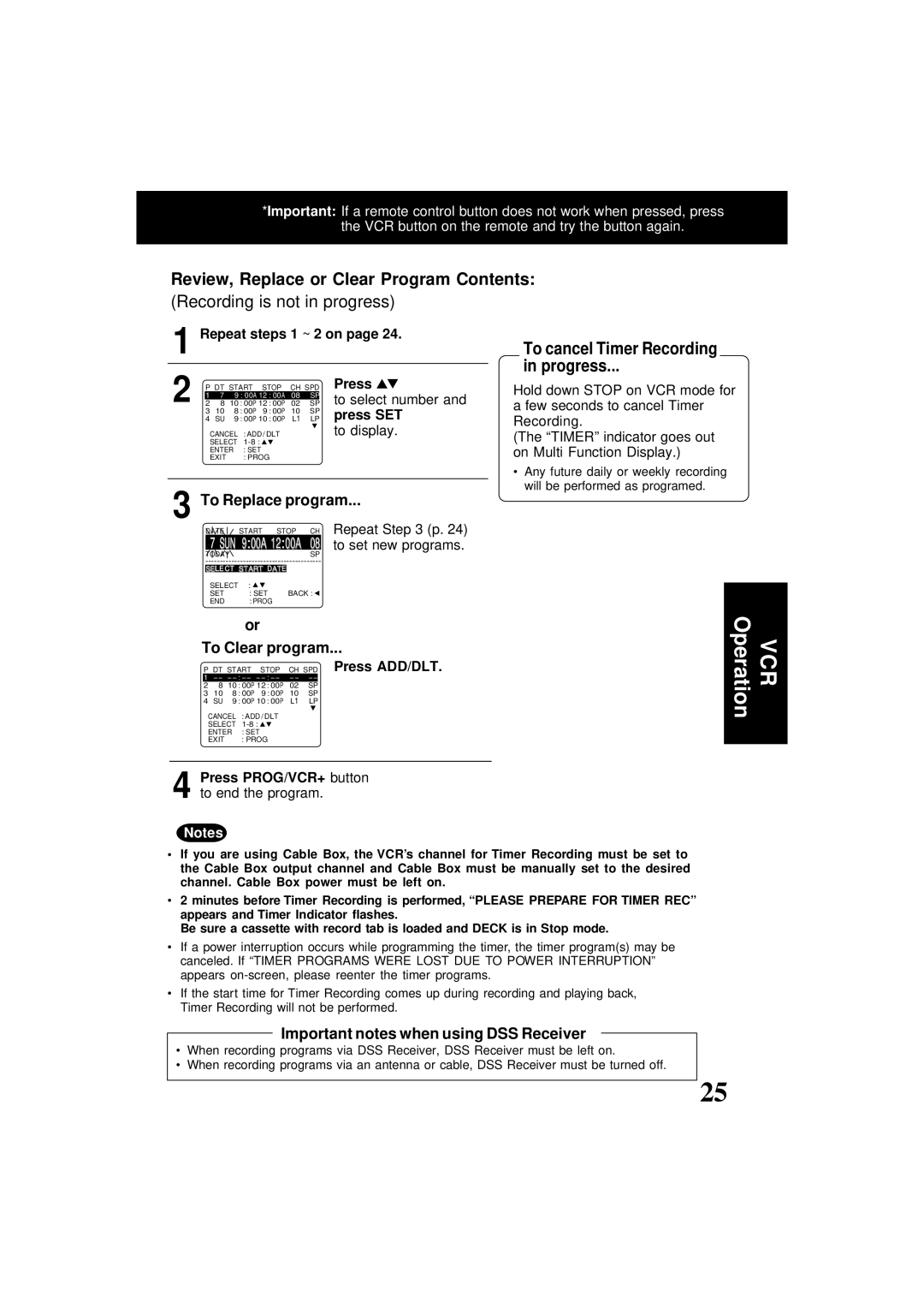 Panasonic PV-D4761 operating instructions Operation 