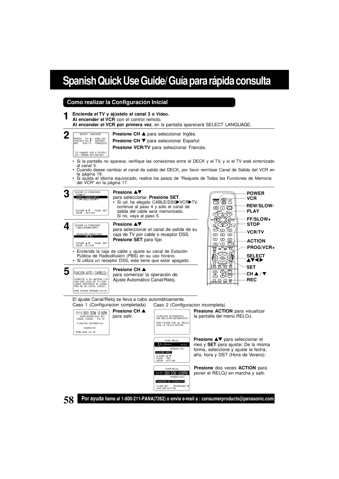 Panasonic PV-D4761 operating instructions Como realizar la Configuració n Inicial 