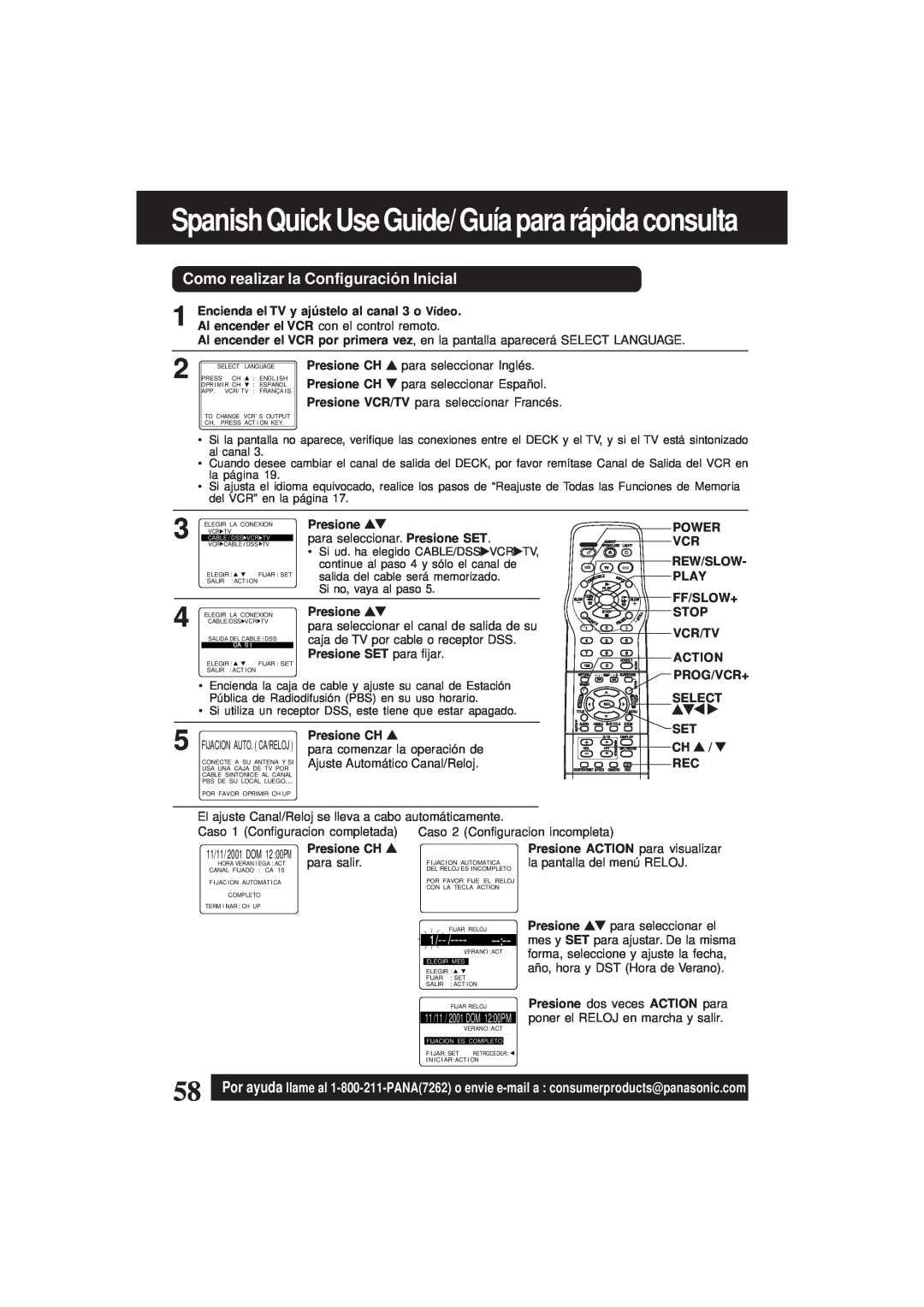 Panasonic PV-D4761 Spanish Quick Use Guide/ Guía para rápida consulta, Como realizar la Configuració n Inicial, Presione 