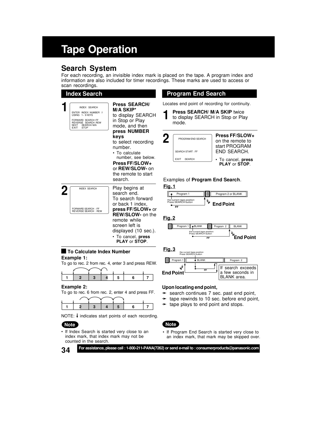 Panasonic PV-D4762 operating instructions Index Search, Program End Search 