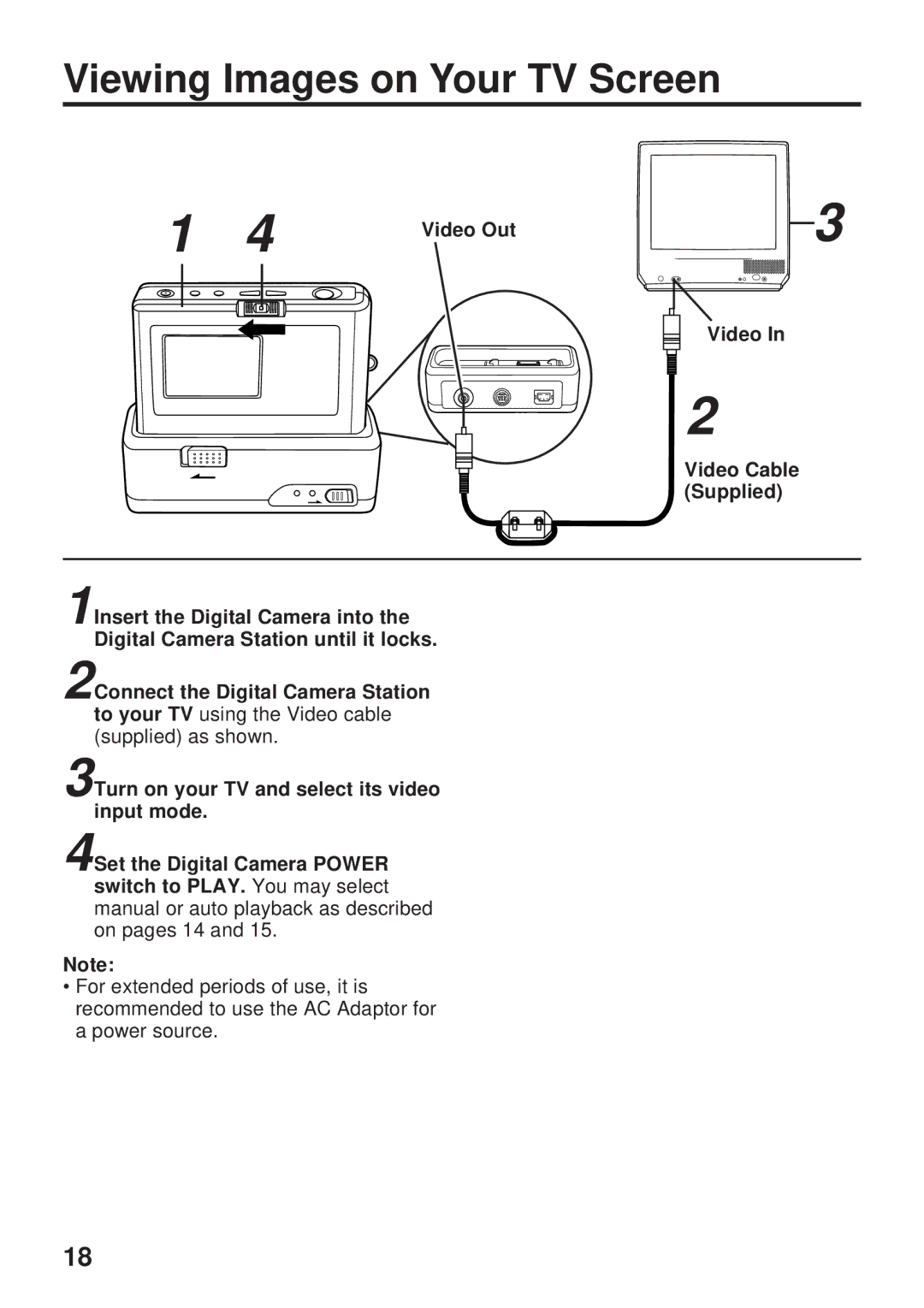 Panasonic PV-DC1000 operating instructions Viewing Images on Your TV Screen 