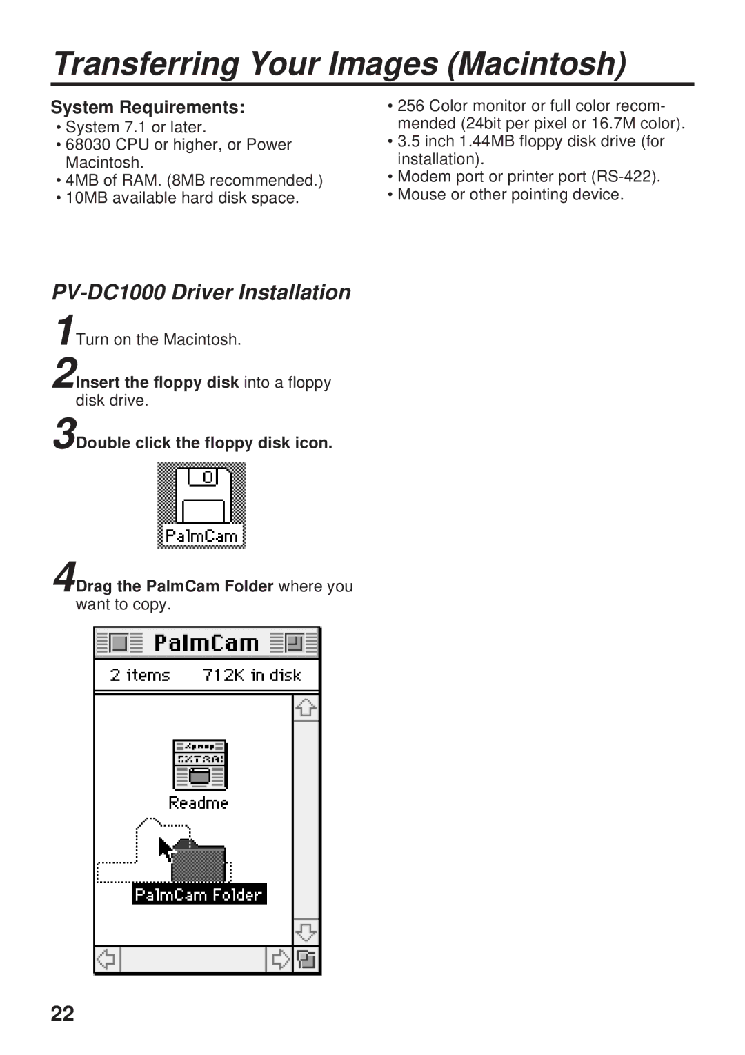 Panasonic PV-DC1000 operating instructions Transferring Your Images Macintosh 