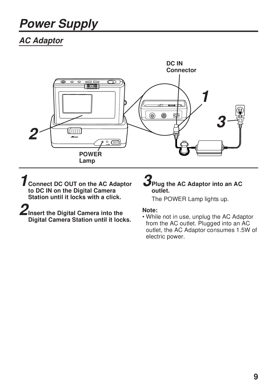 Panasonic PV-DC1000 operating instructions Power 