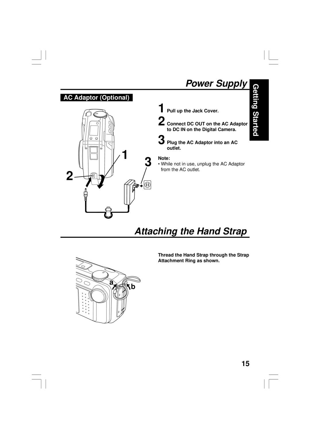 Panasonic PV-DC2090, PV-DC2590 operating instructions Attaching the Hand Strap, AC Adaptor Optional 