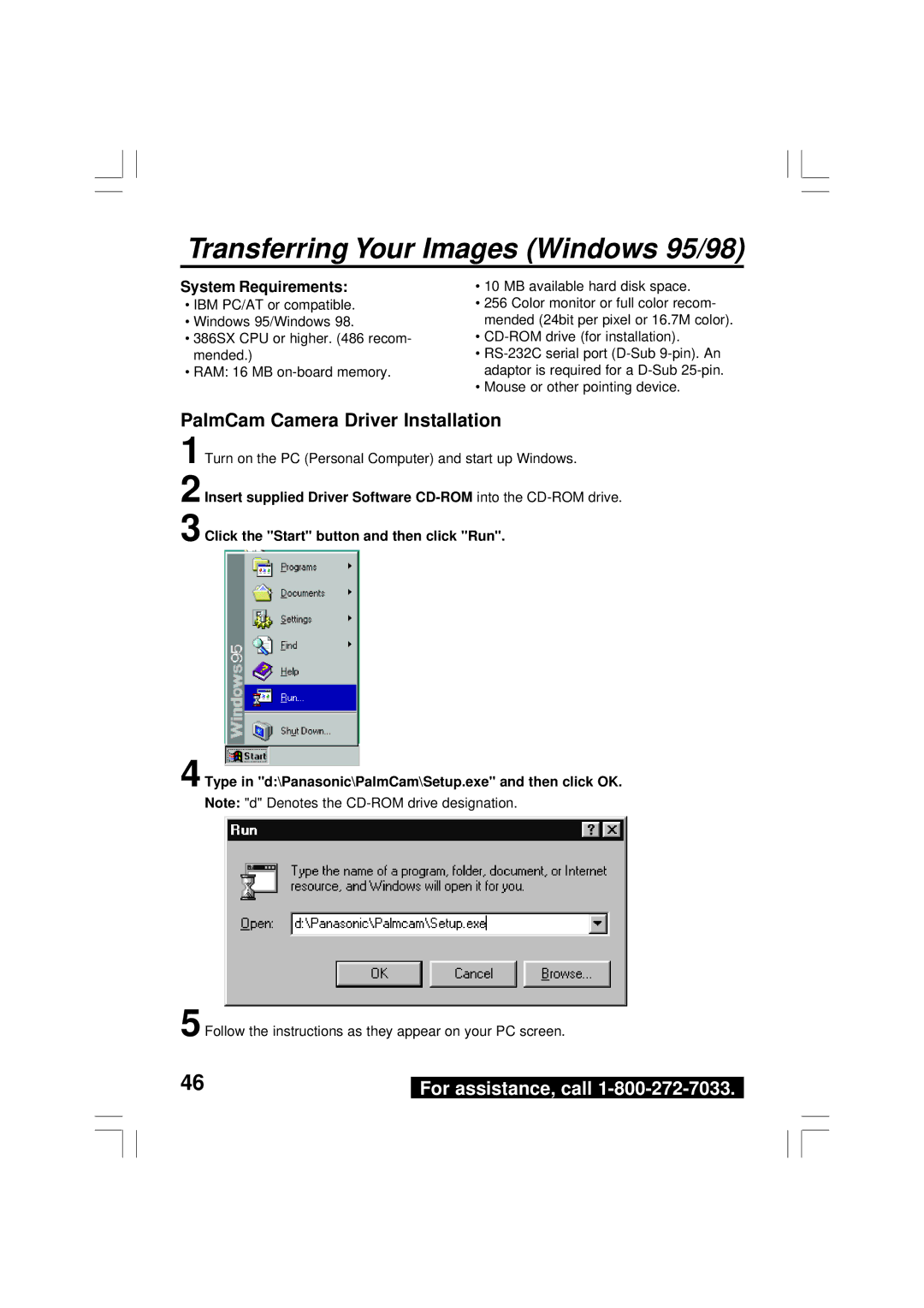 Panasonic PV-DC2590, PV-DC2090 operating instructions Transferring Your Images Windows 95/98, System Requirements 