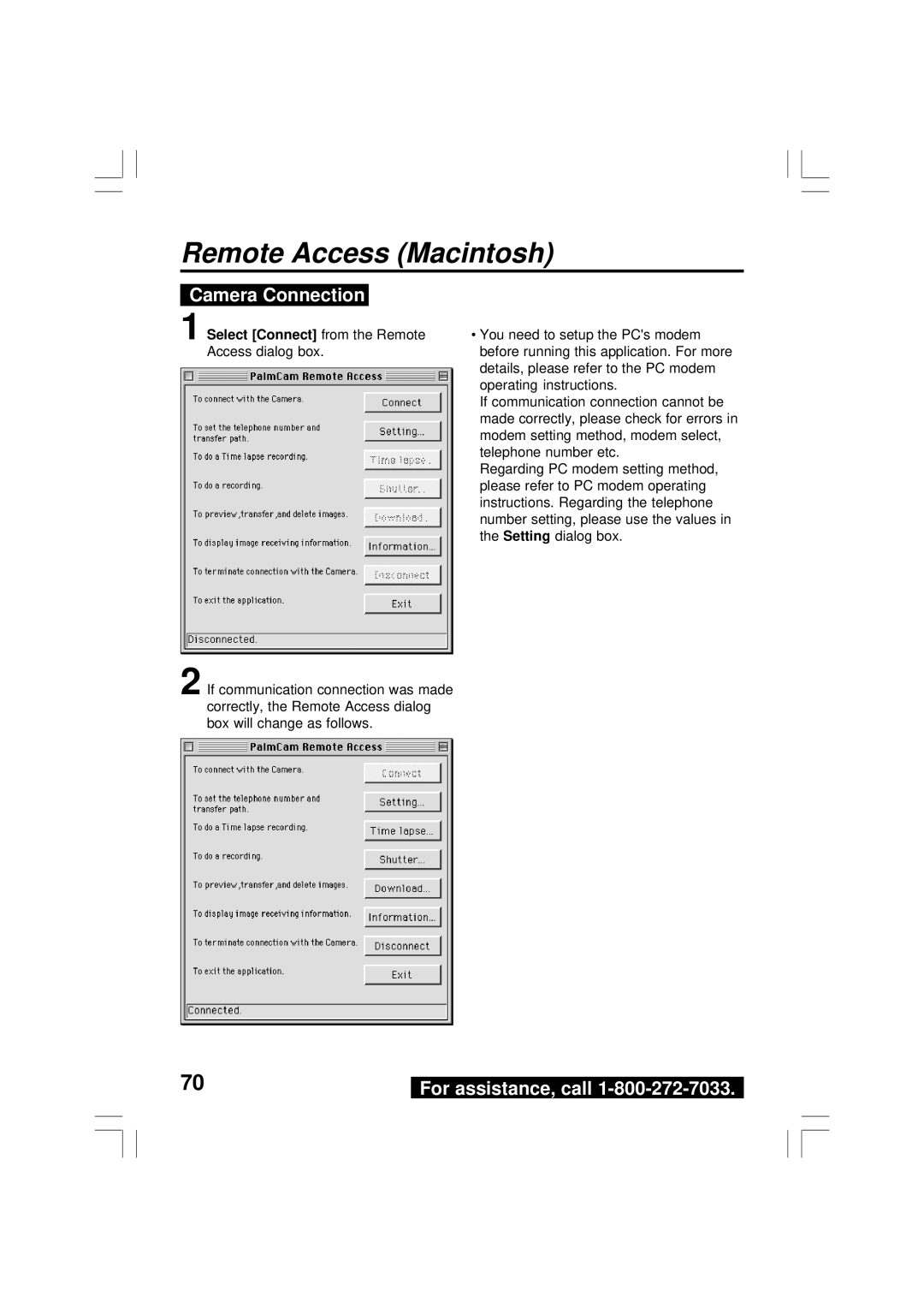 Panasonic PV-DC2590, PV-DC2090 operating instructions Camera Connection 