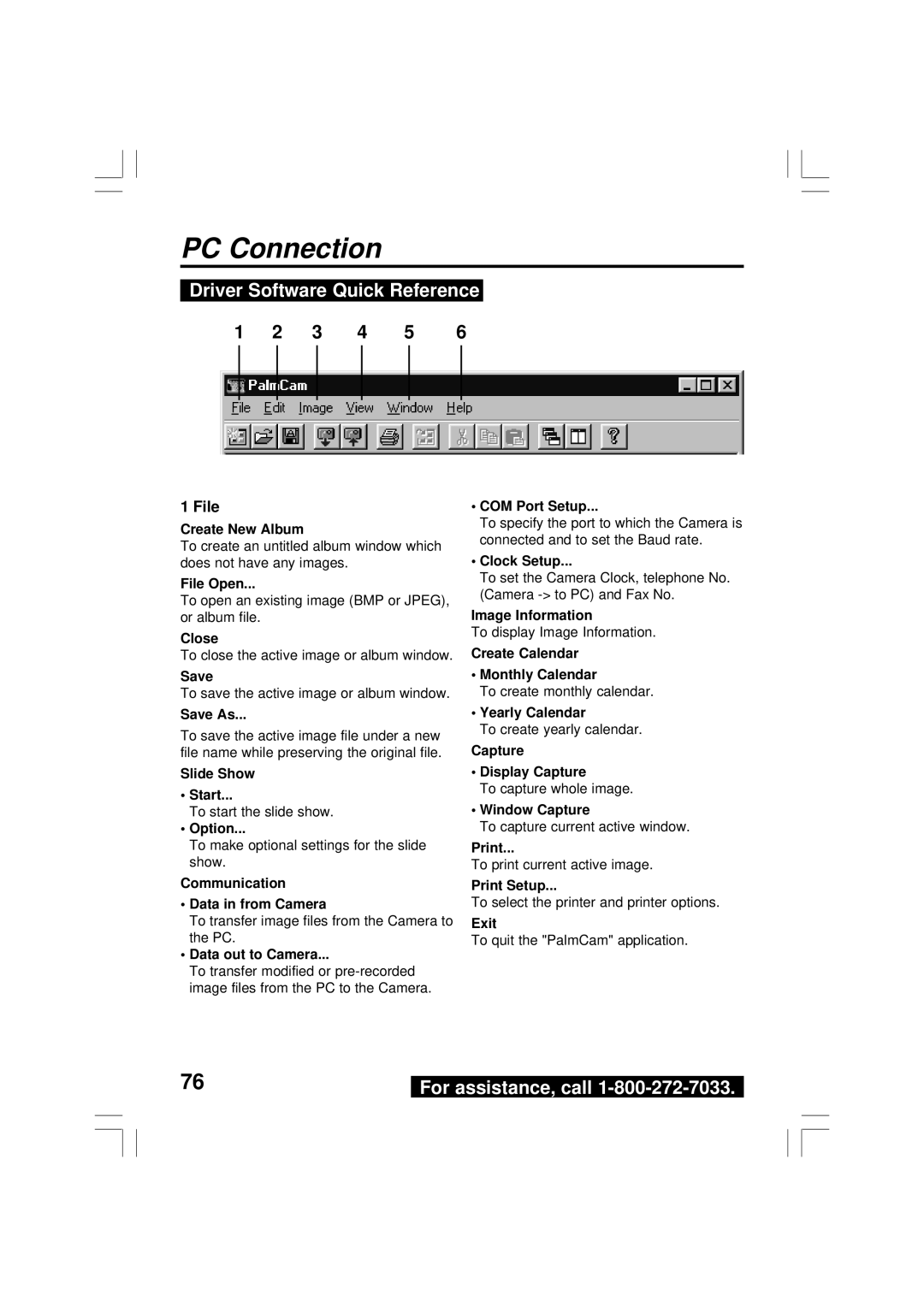 Panasonic PV-DC2590, PV-DC2090 operating instructions PC Connection, Driver Software Quick Reference 