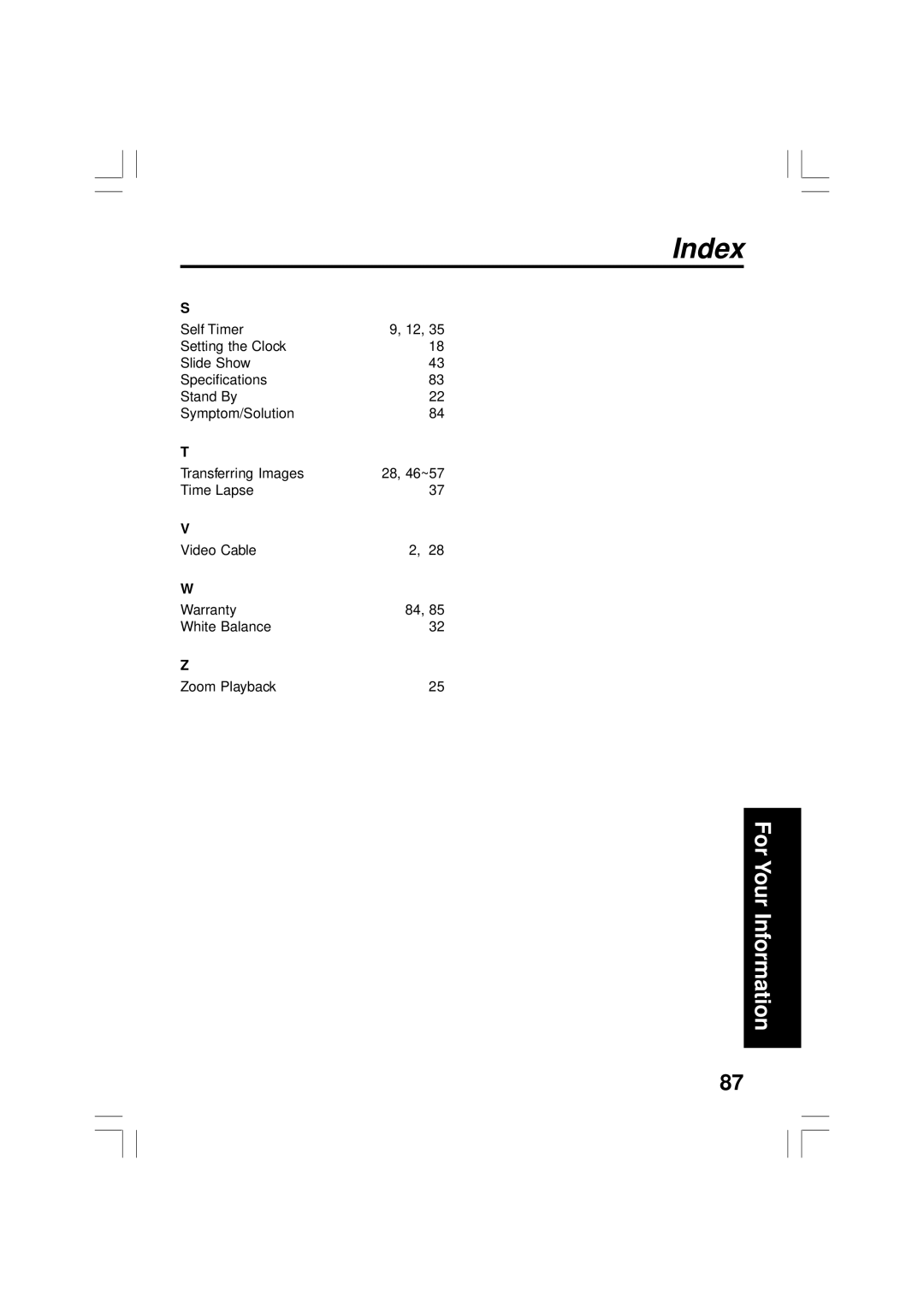 Panasonic PV-DC2090, PV-DC2590 operating instructions For Your Information 