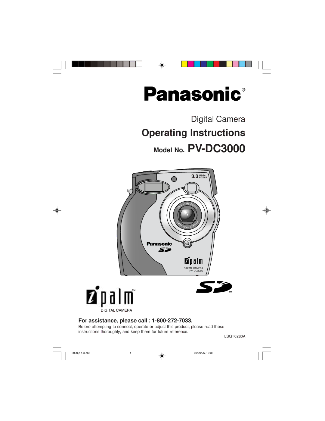 Panasonic PV-DC3000 operating instructions Operating Instructions 