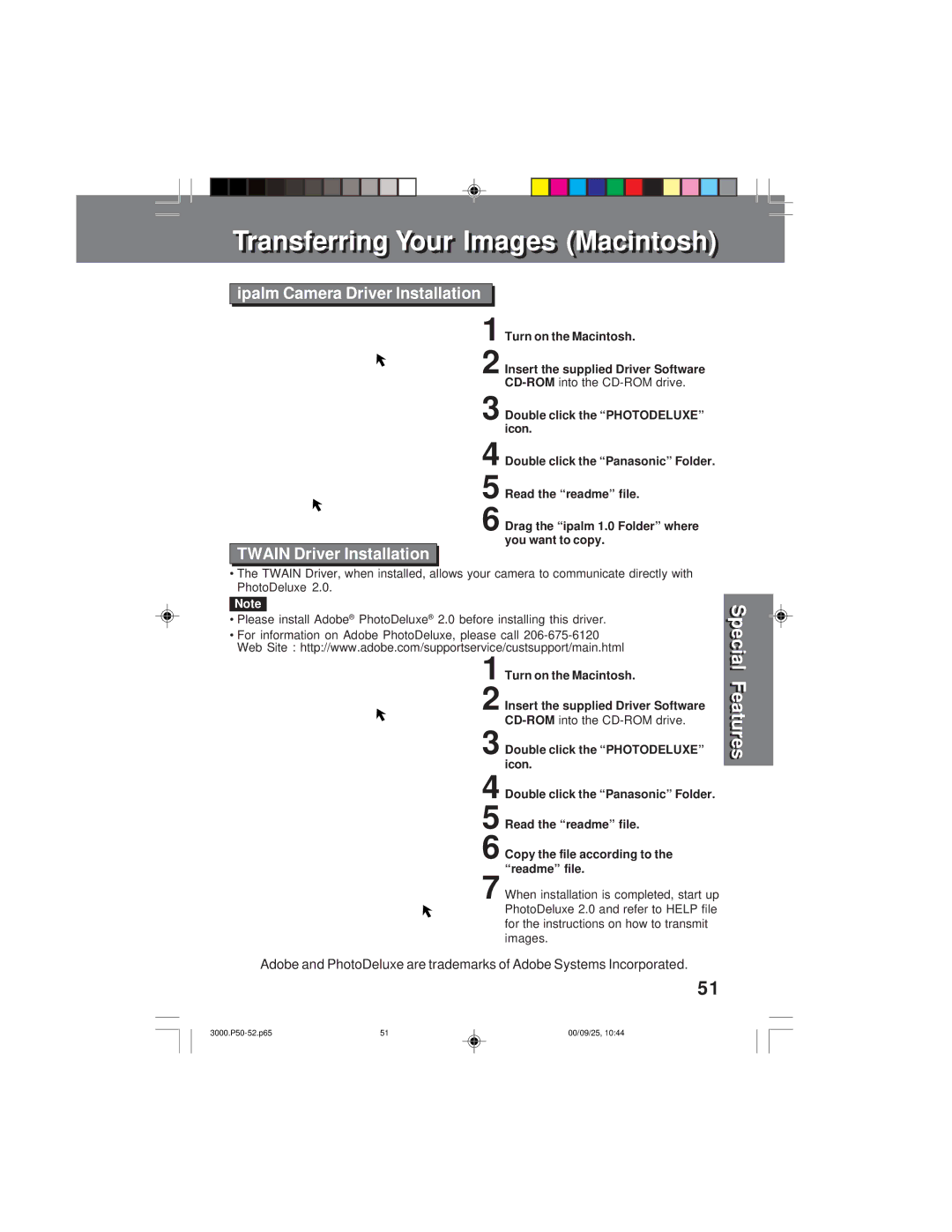 Panasonic PV-DC3000 operating instructions Twain Driver Installation, PhotoDeluxe 