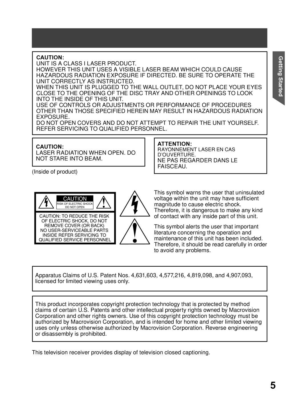 Panasonic PV DF2704, PV DF2004 manual Laser Radiation When OPEN. do 