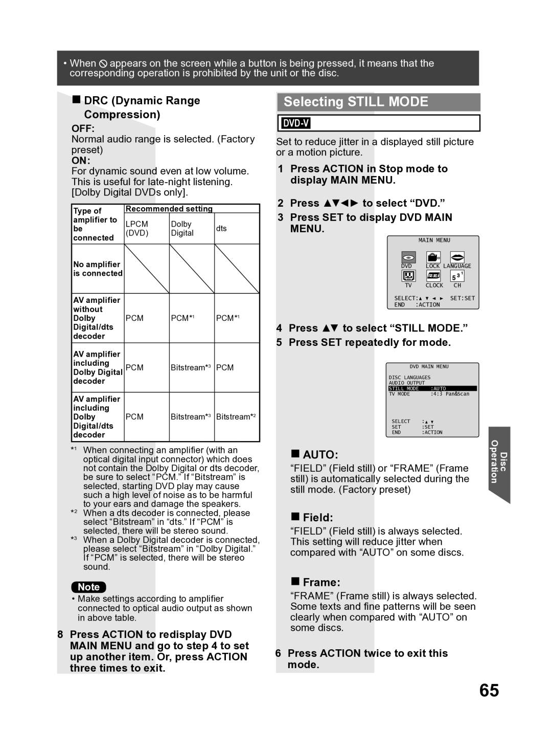 Panasonic PV DF2704, PV DF2004 manual Selecting Still Mode, Auto 