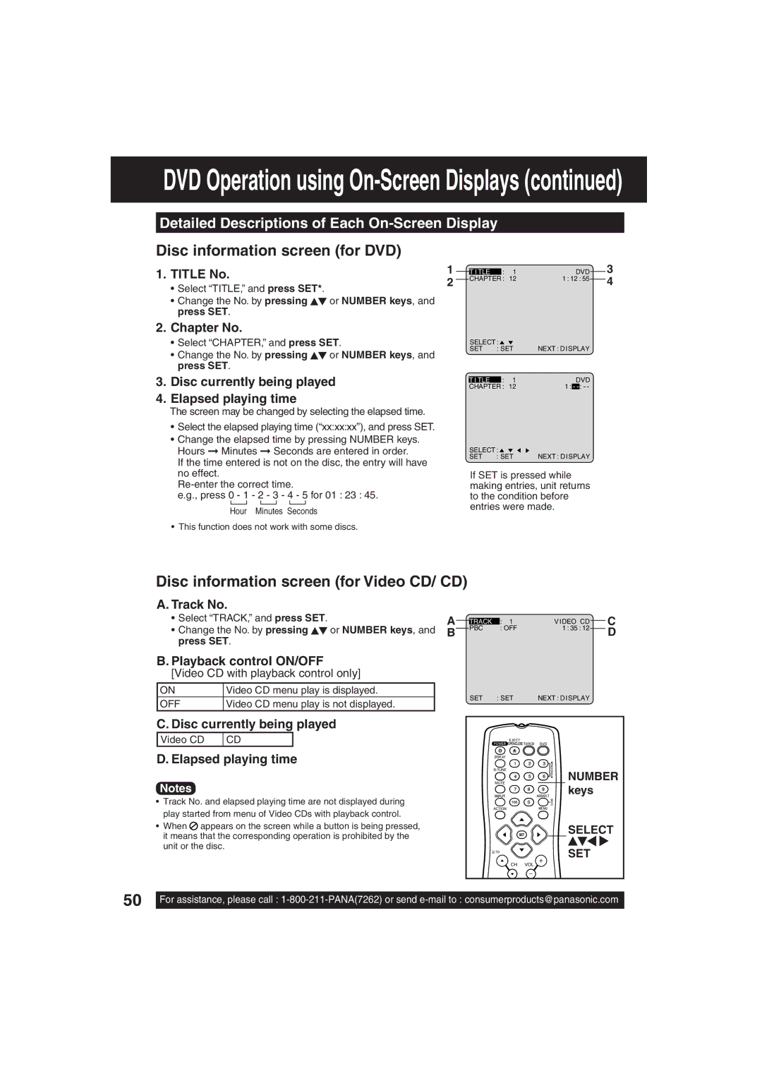 Panasonic PV-DF203, PV-DF273 manual Detailed Descriptions of Each On-Screen Display 