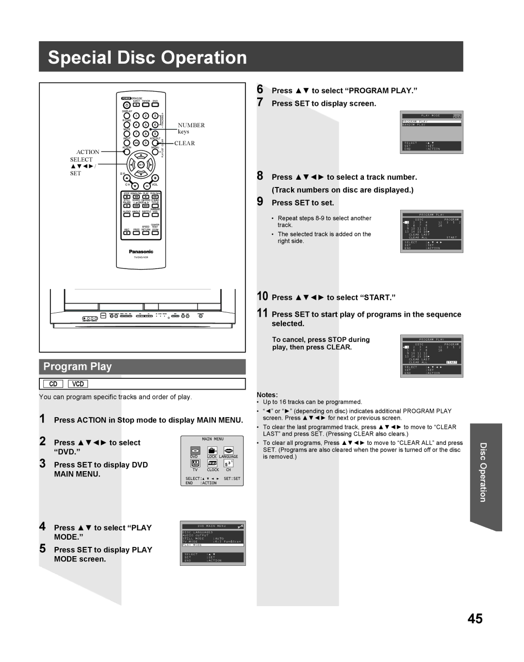 Panasonic PV DF2735, PV-DF2035 manual Special Disc Operation, Program Play 