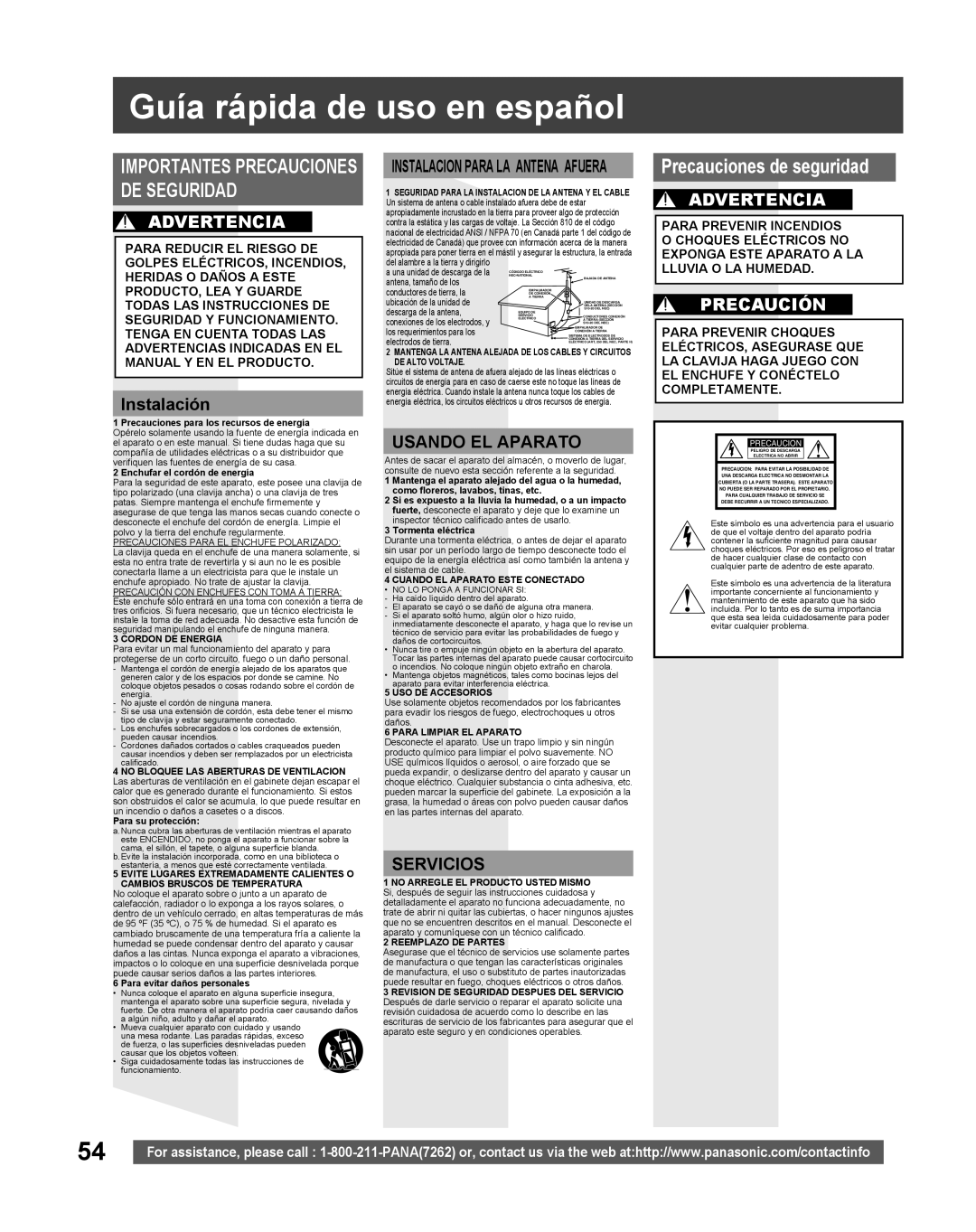 Panasonic PV-DF2035, PV DF2735 manual Guía rápida de uso en español, Precauciones de seguridad, Instalación 