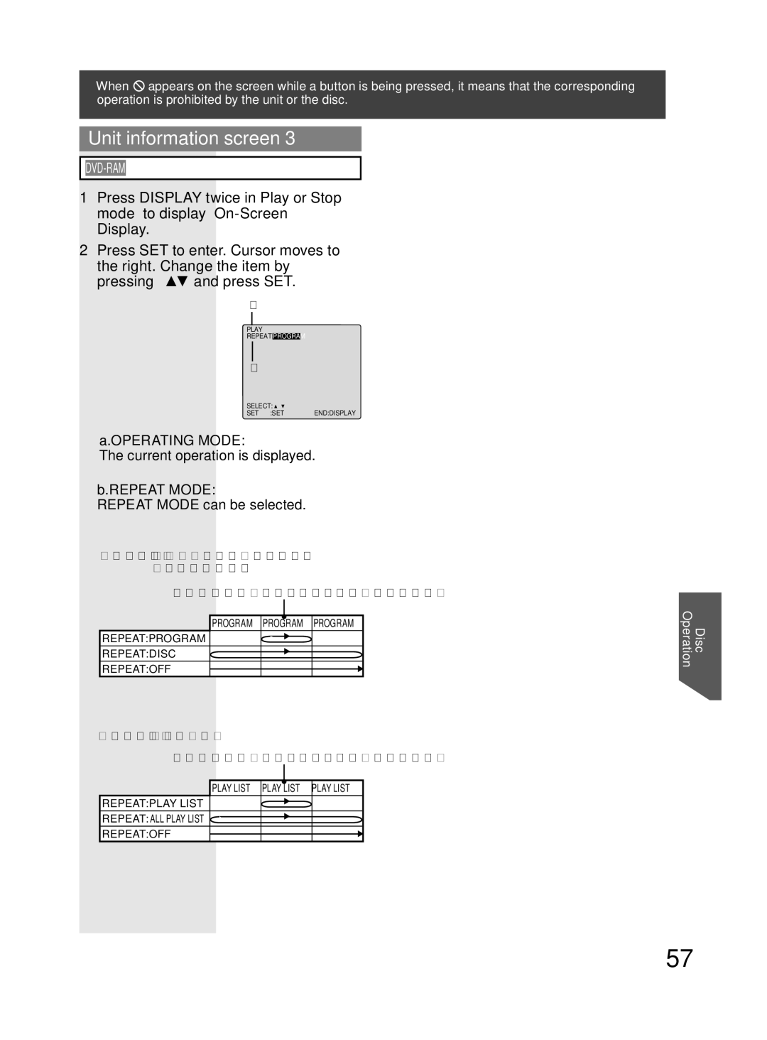 Panasonic PV-DF274, PV-DF204 operating instructions Repeat Mode can be selected 