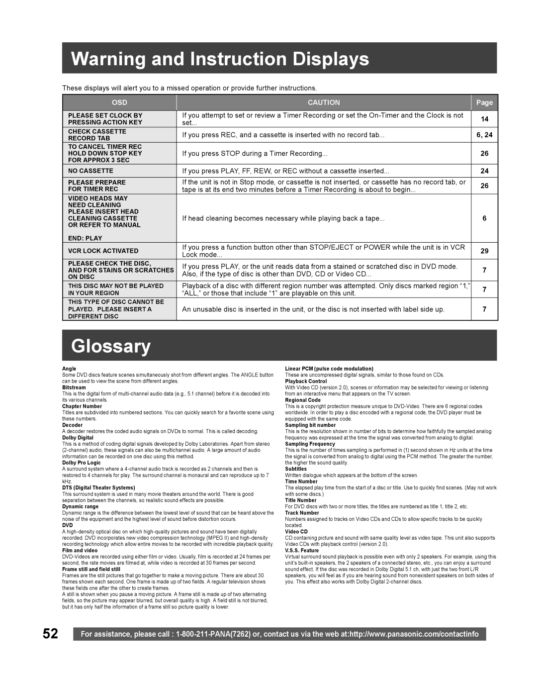 Panasonic PV-DF206M, PV-DF2036M operating instructions Glossary, Set, If you press Stop during a Timer Recording 