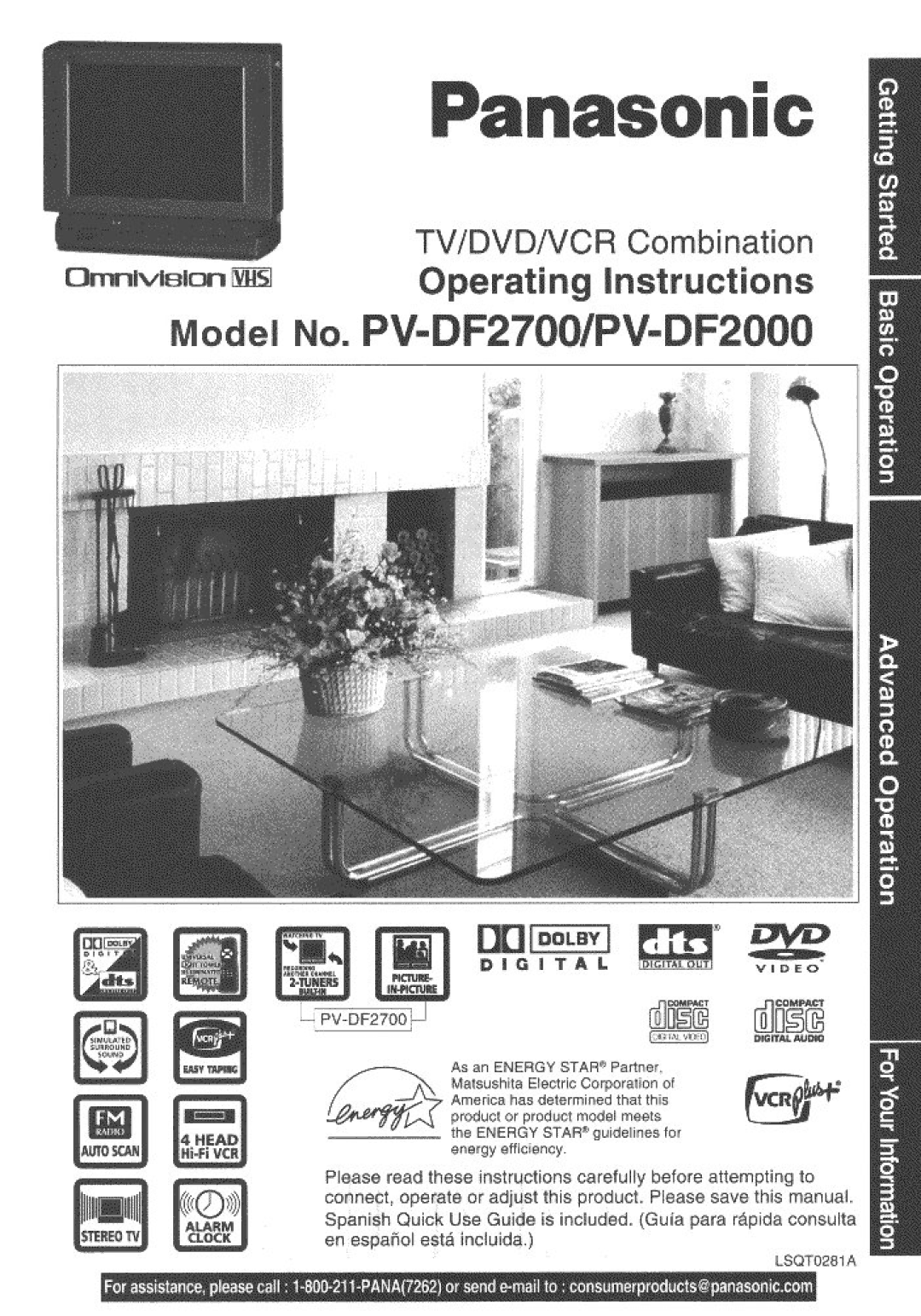 Panasonic PV-DF2000, PV-DF2700 manual 