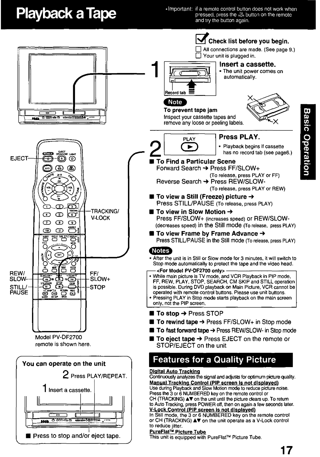 Panasonic PV-DF2000, PV-DF2700 manual 