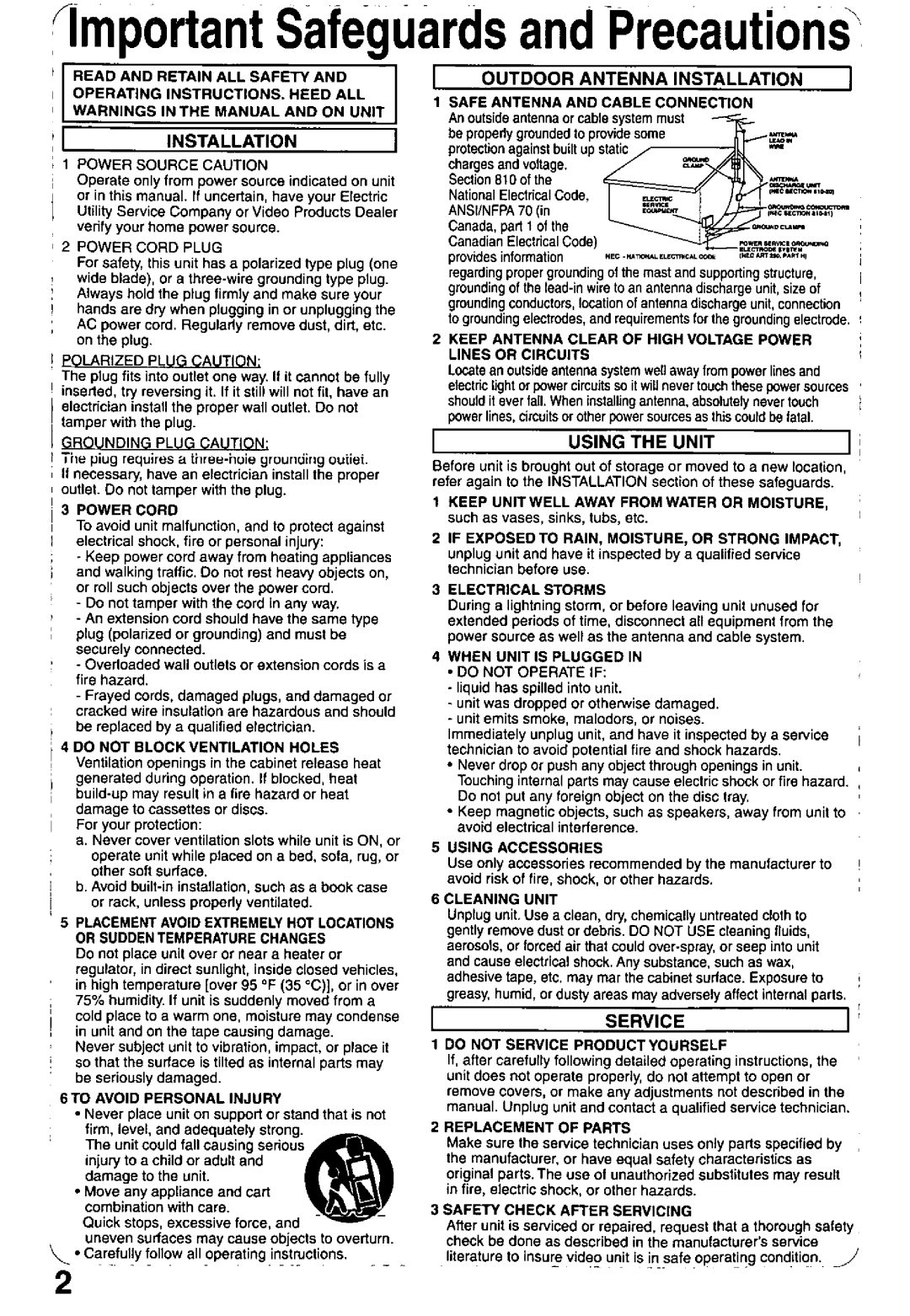Panasonic PV-DF2700, PV-DF2000 manual 