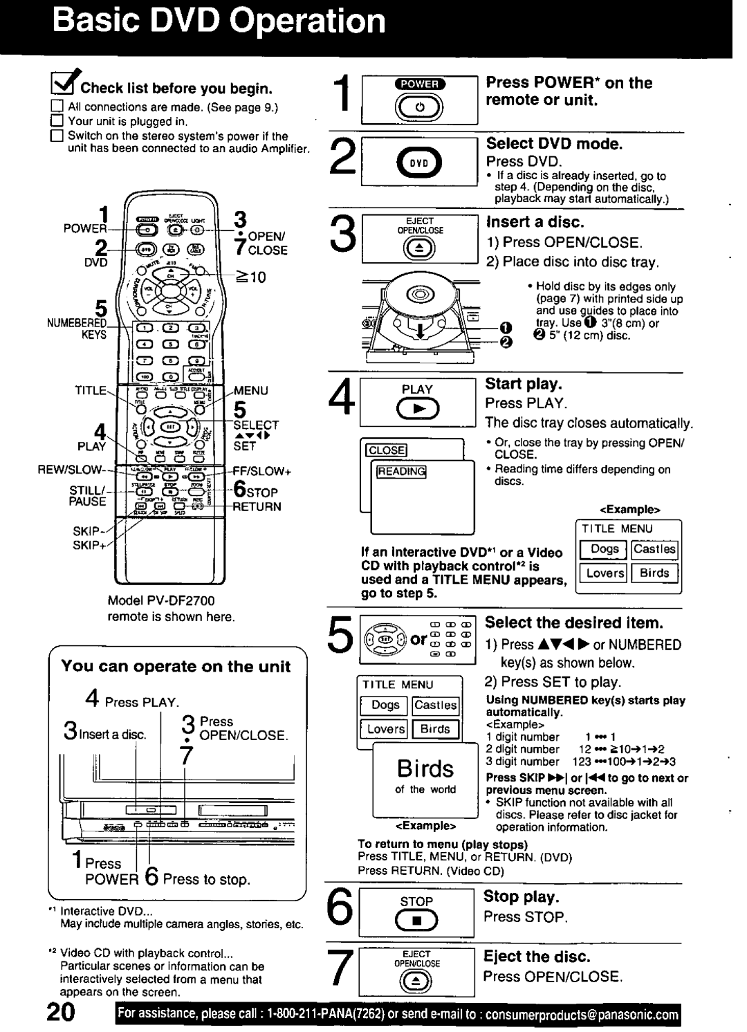 Panasonic PV-DF2700, PV-DF2000 manual 