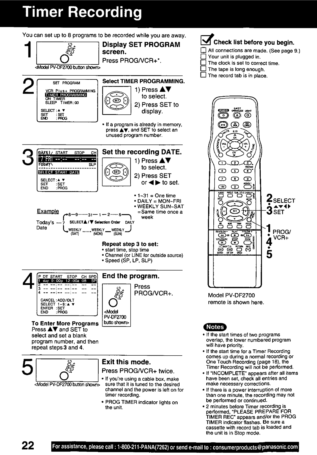 Panasonic PV-DF2700, PV-DF2000 manual 