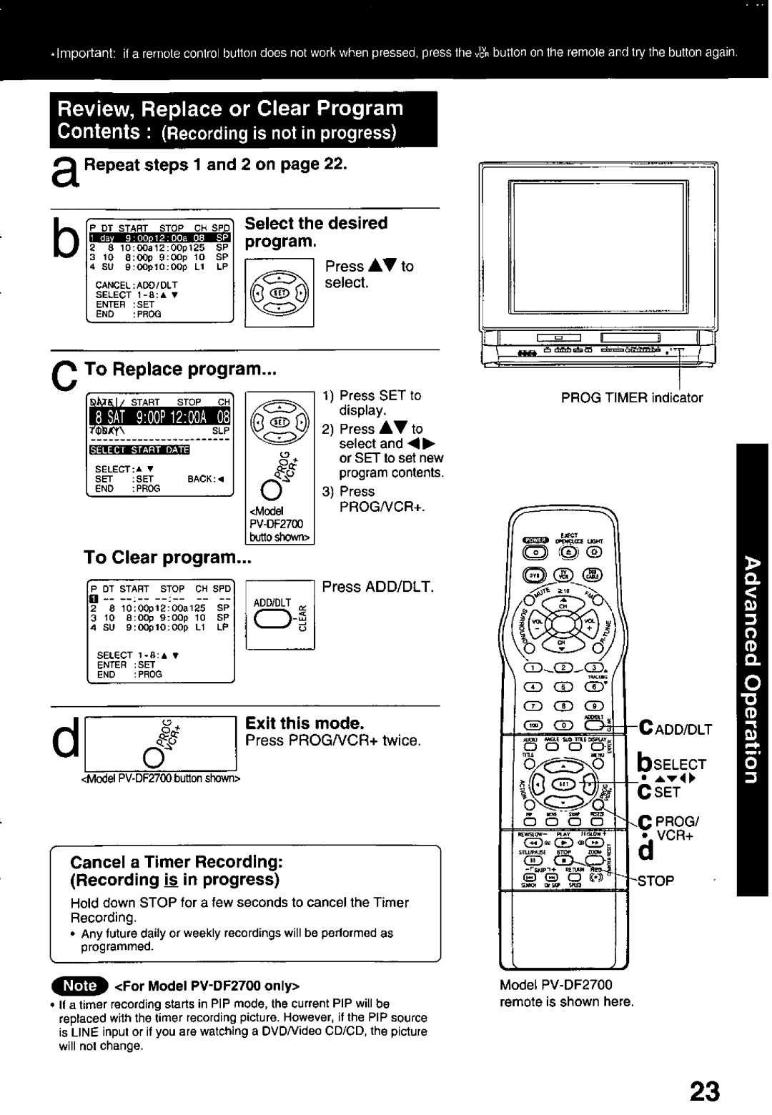 Panasonic PV-DF2000, PV-DF2700 manual 