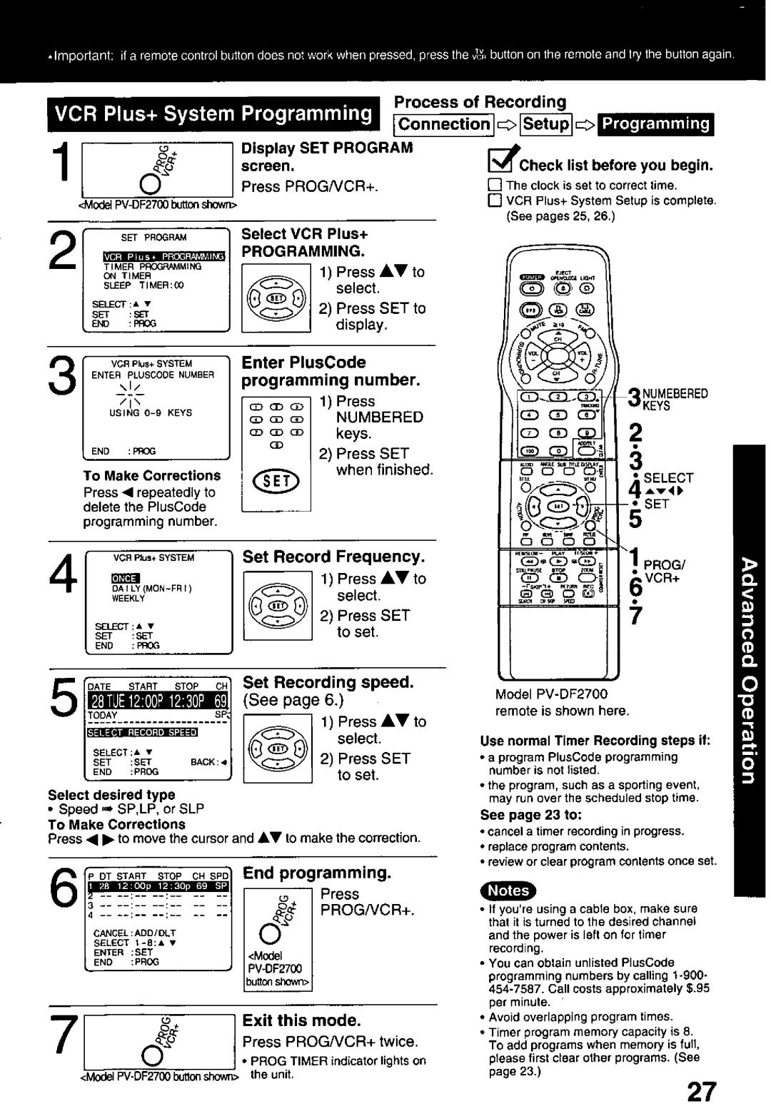 Panasonic PV-DF2000, PV-DF2700 manual 