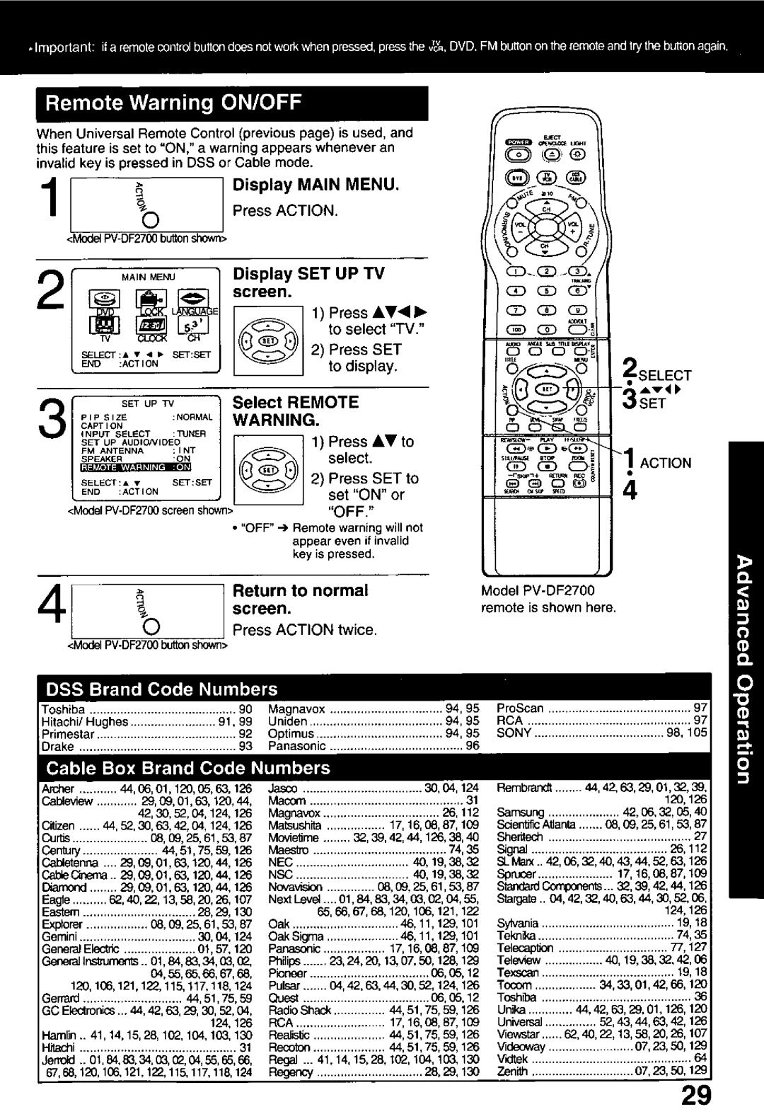 Panasonic PV-DF2000, PV-DF2700 manual 